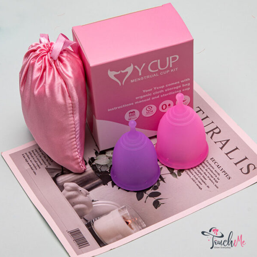 Y Cup Silicone Reusable Menstrual Small and Large Cup - 20-25ml - Pink and Purple