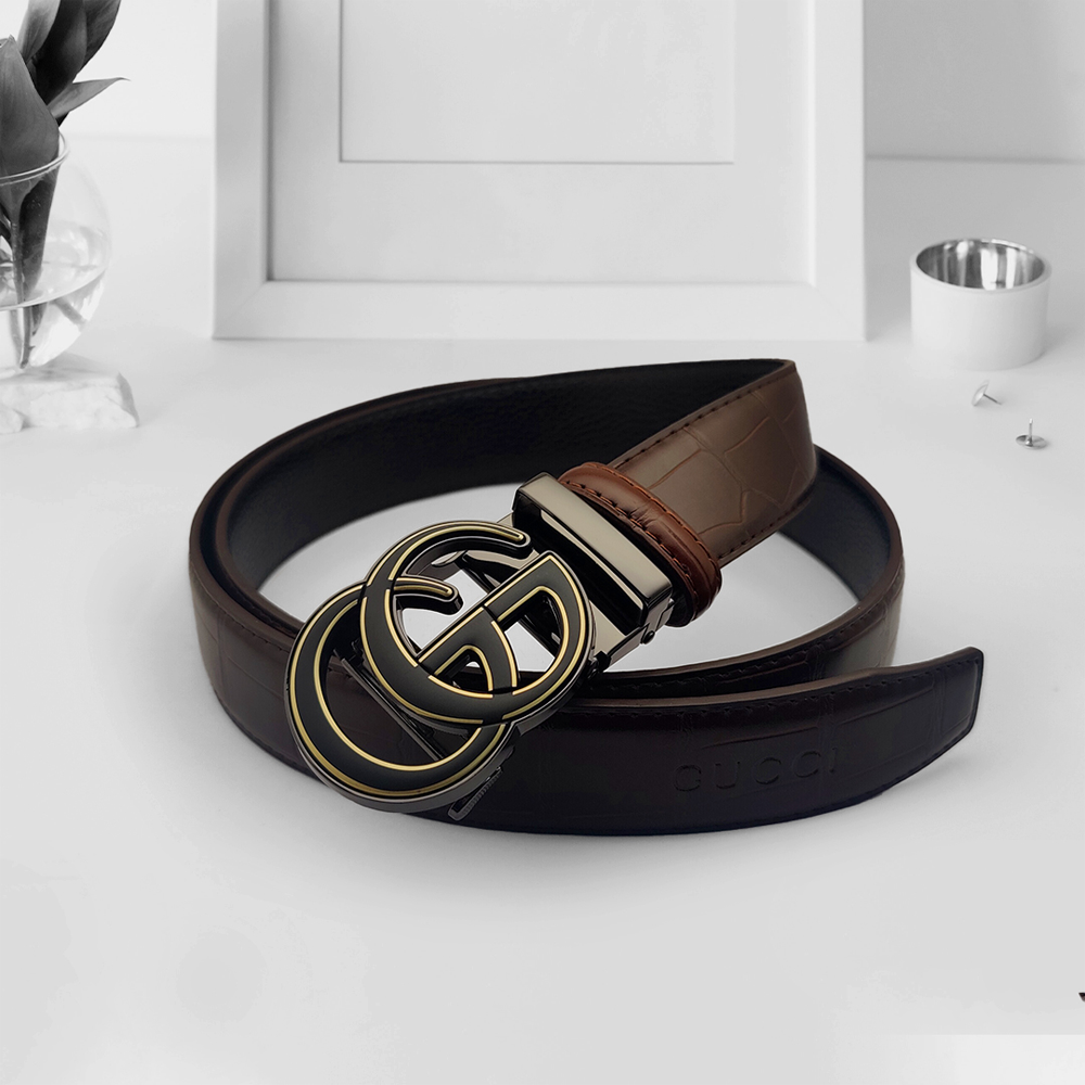 Leather And Metal Belt for Men - Black