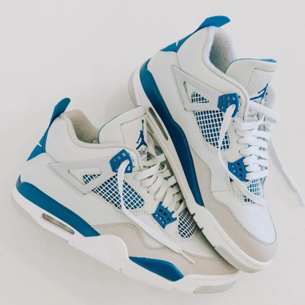 Jordan 4 OEM Grade Sneakers for Men - White and Blue