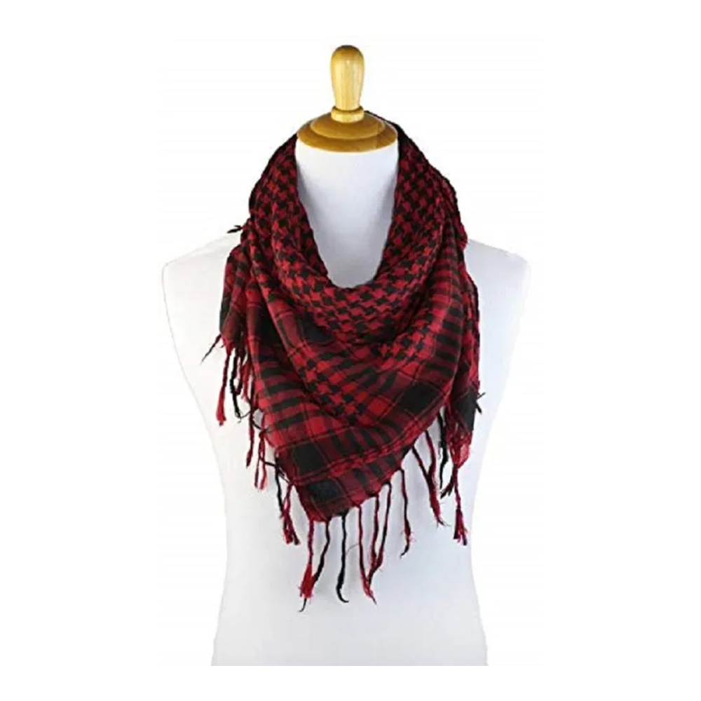 Cotton Hazi Head Scarf For Men - Black and Red