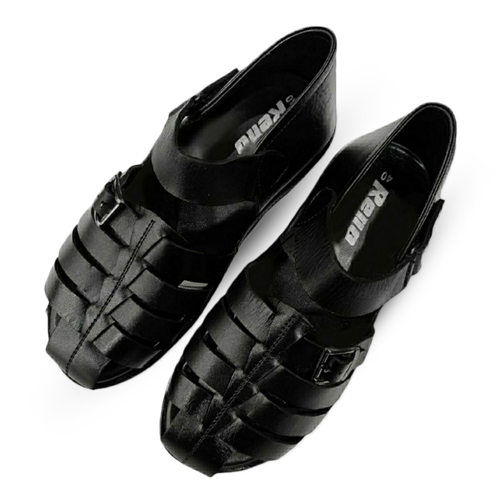 Leather Sandal for Men - Black - RS7018