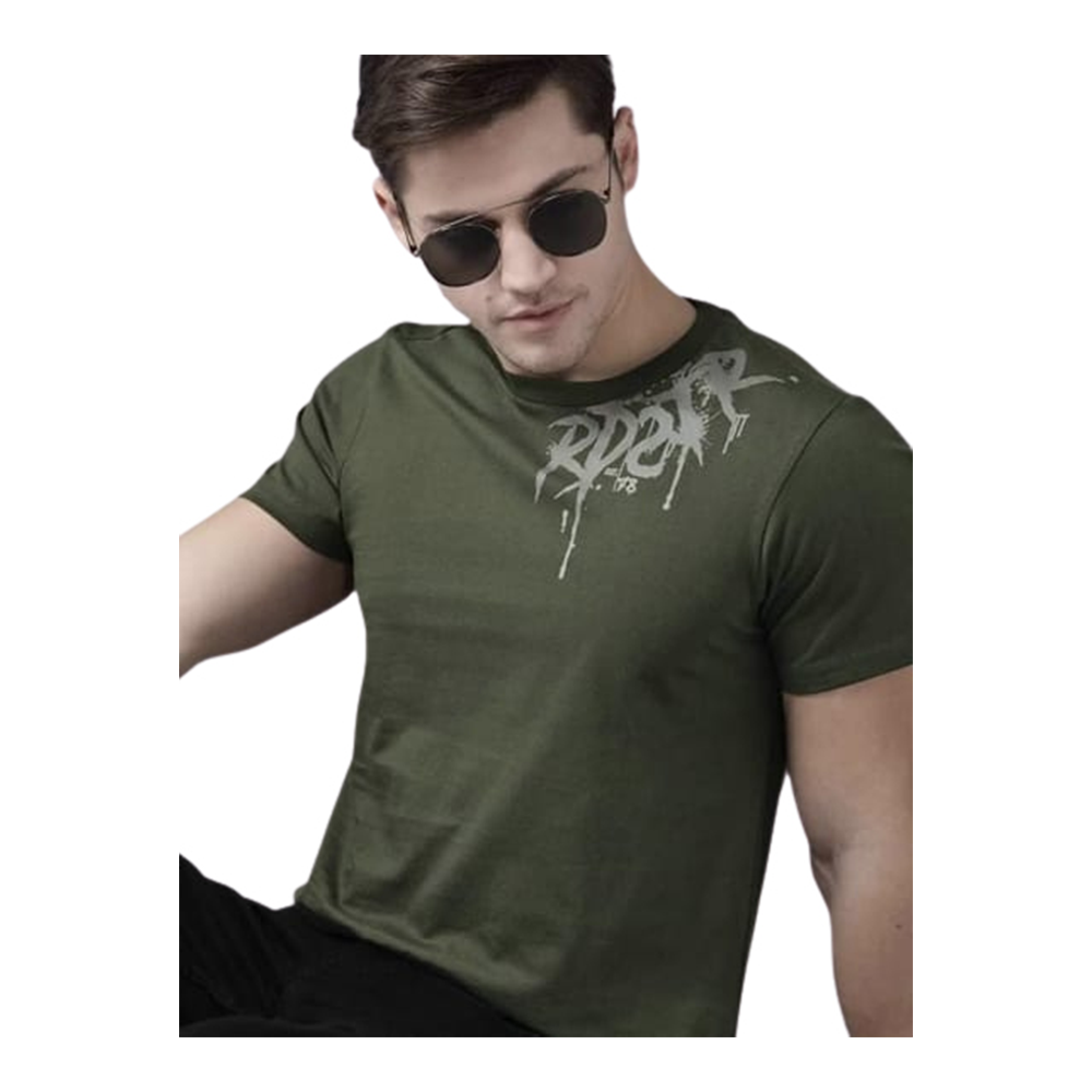 Cotton Half Sleeve T-Shirt For Men - Bottle Green - TS-25