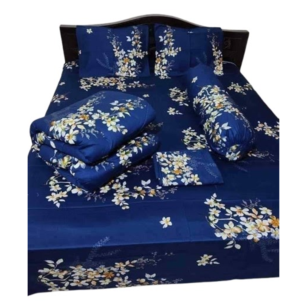 Twill Cotton King Size Five In One Comforter Set - Multicolor - CMT-64