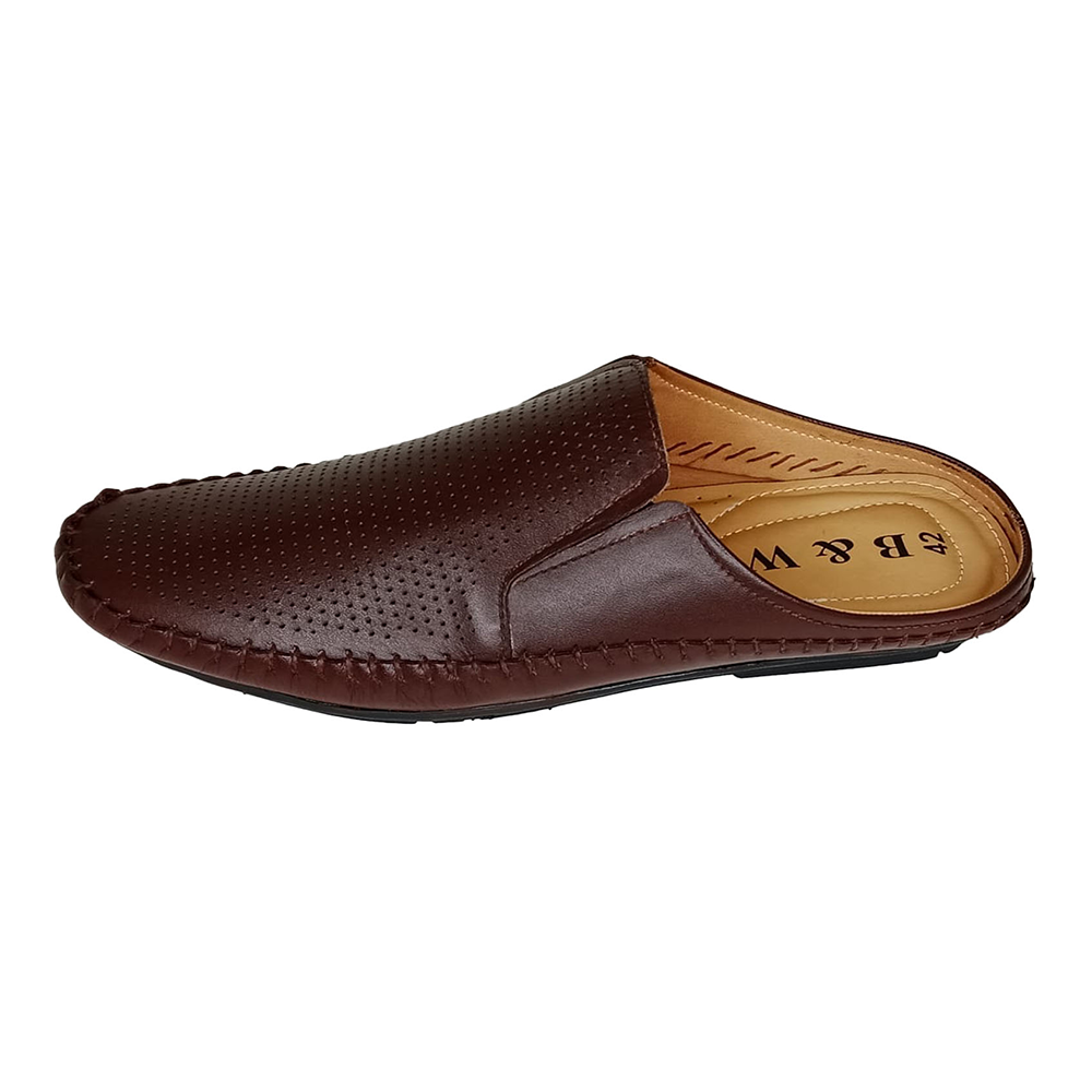 B&W Leather Half Shoe For Men - Chocolate - BW20346