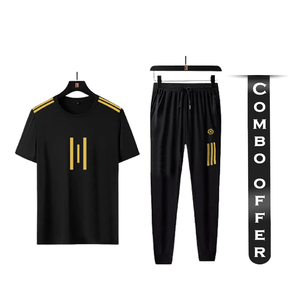 Combo of PP Jersey T-Shirt With Trouser Full Track Suit - Black - TF-31