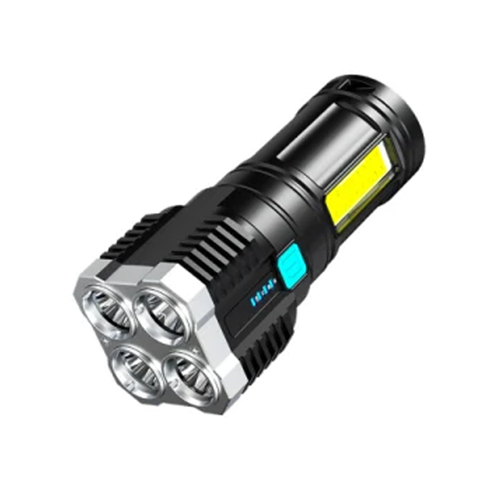 4 Core Led Rechargeable Flashlight - Black - 2202003