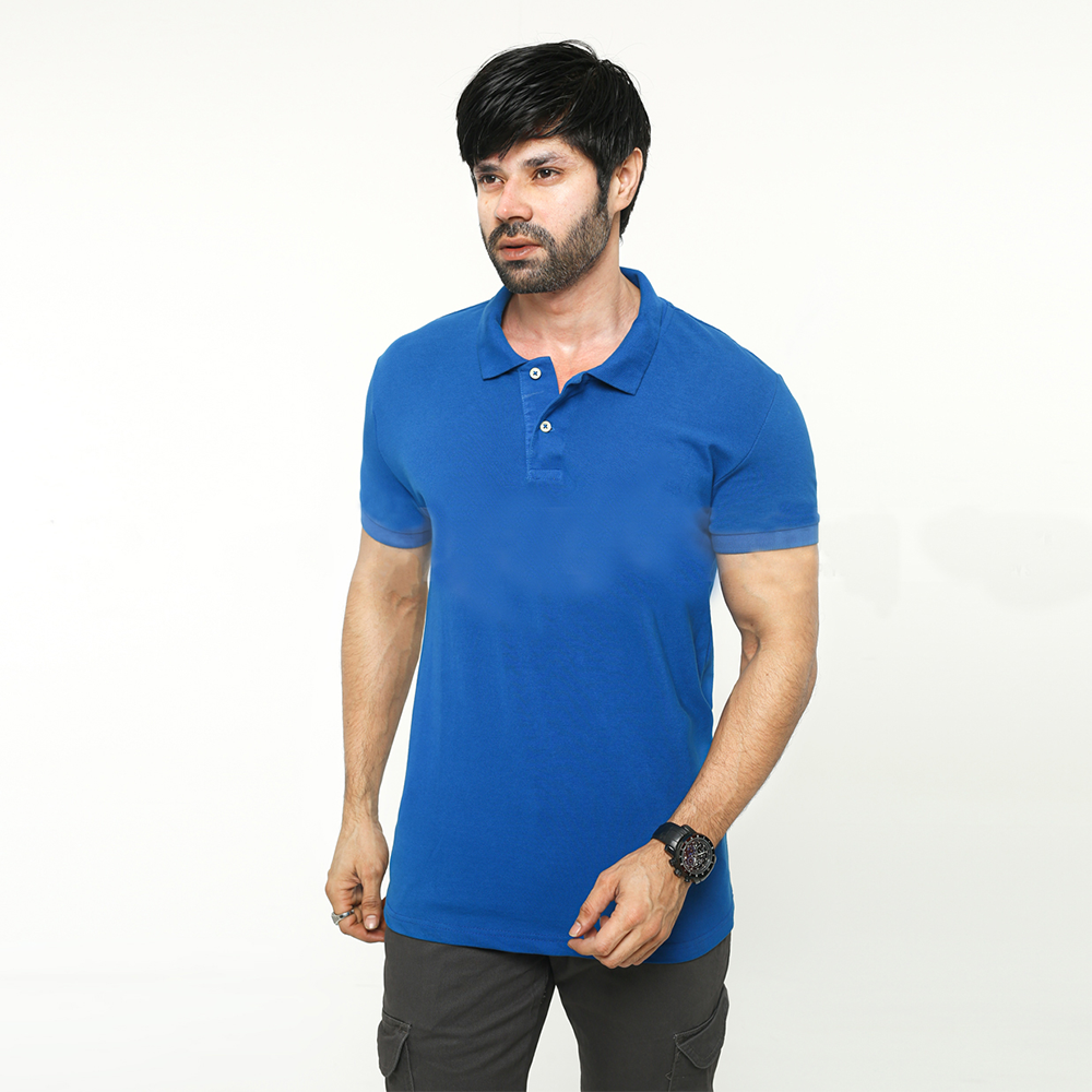 Cotton Polo Shirt For Man - Sky Blue - NZ-9005