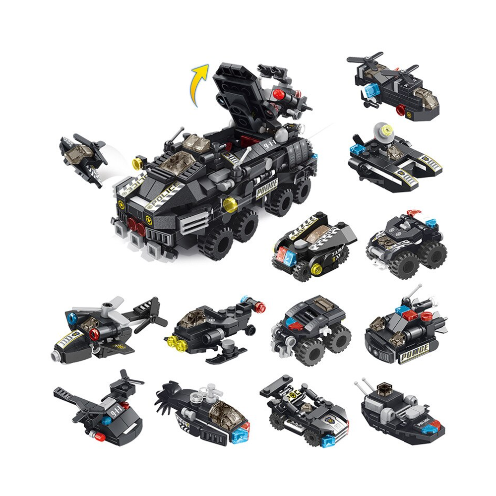 Brain Development Armored Car 12 In 1 Lego Building Blocks Toys For Kids - 572 Pcs