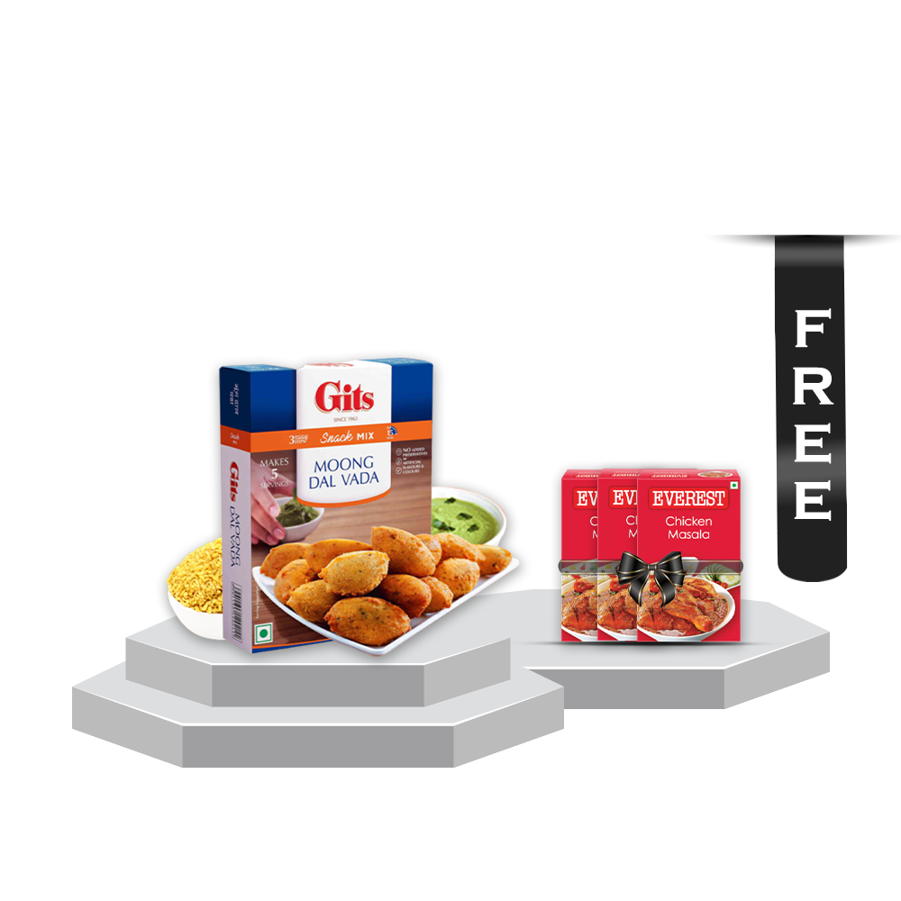 Gits Instant Moong Dal Vada Mix - 200gm With  3 Pcs Everest Chicken Masala - 15gm Free