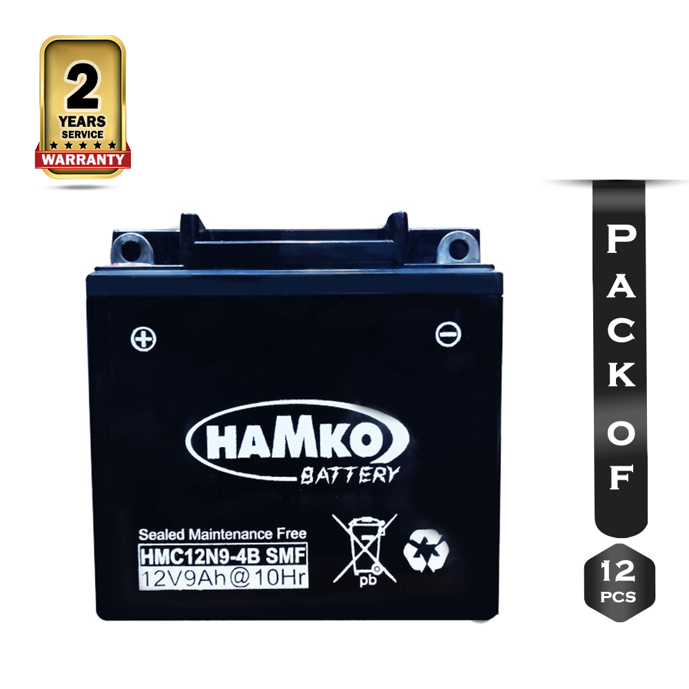 Pack Of 12Pcs Hamko 12N9-4B Motorcycle Battery - 12 Volt