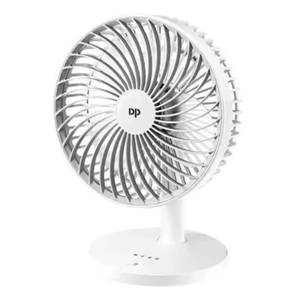 DP 7625 Rechargeable Portable USB Fan with LED Light - White 