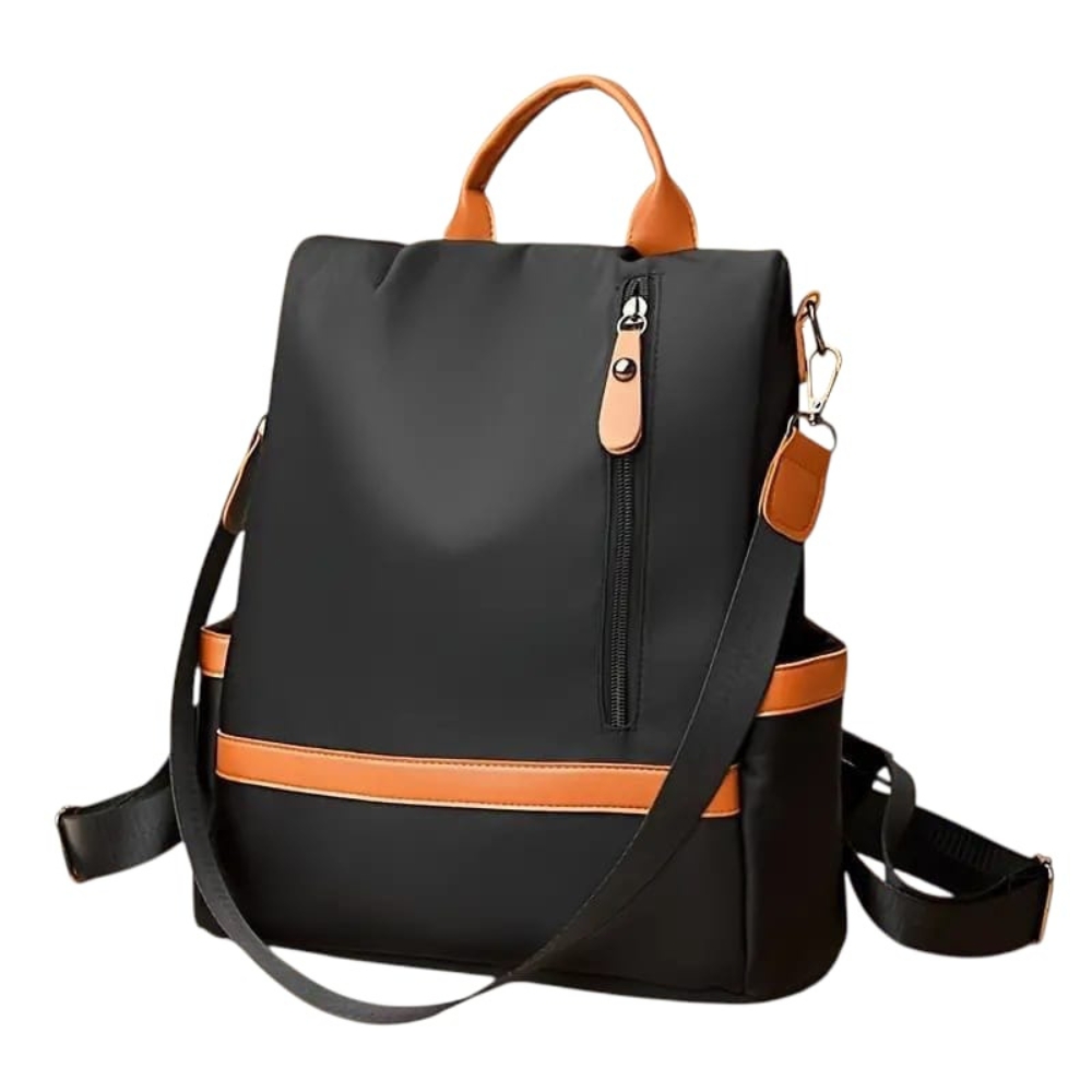 Nylon Large Capacity Outdoor Backpack For Women - Orange Black