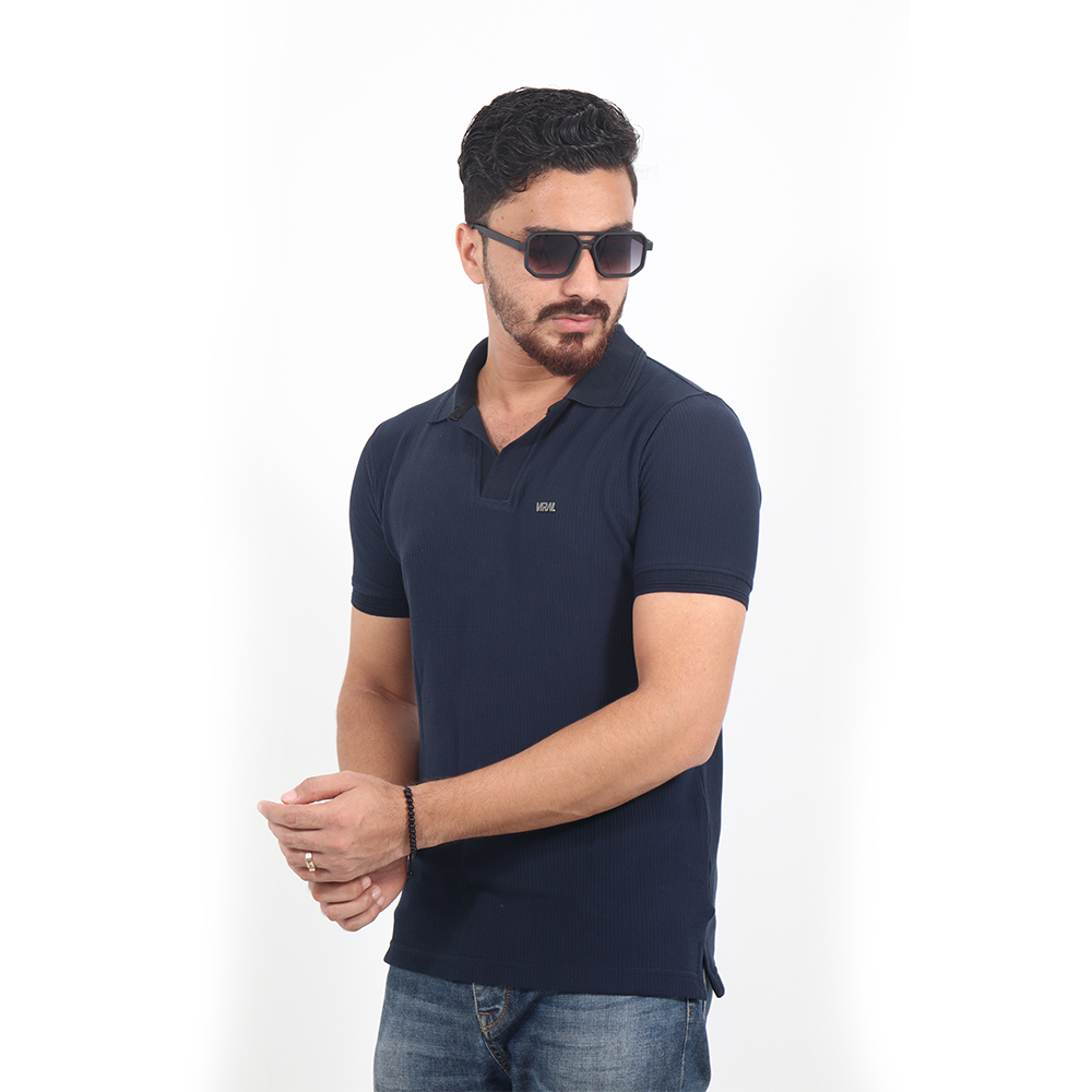 Cotton Jacquard Polo For Men - Black - VL- 1350