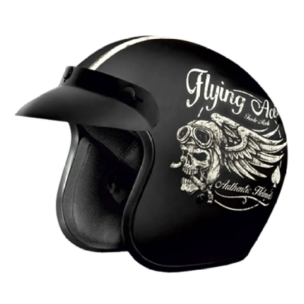 Studds Jetstar Classic D5 Decor Open Face Helmet for Bikers - L Size - Black