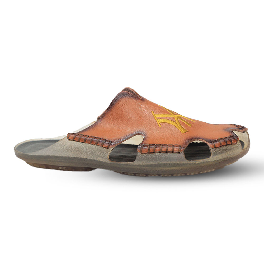 Pu Leather Sandal For Men - Brown - MS268