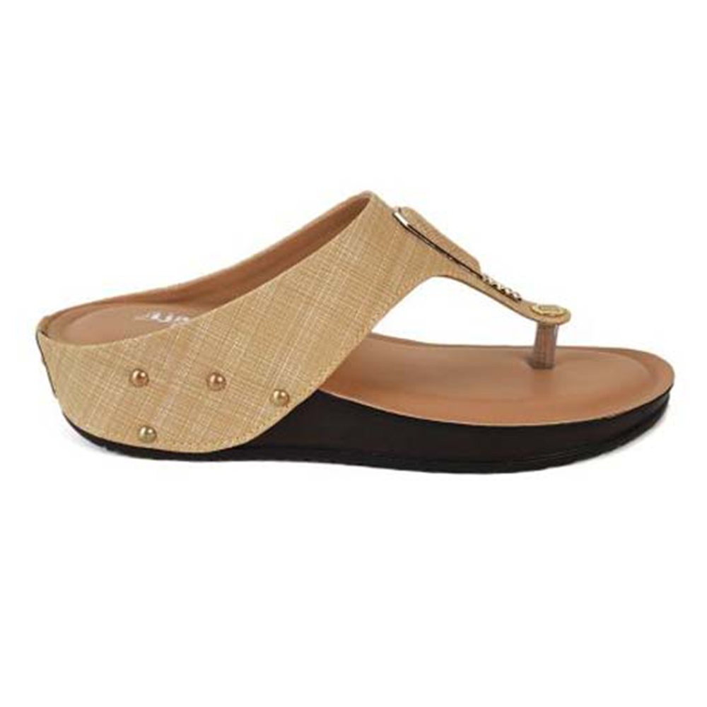 Ajanta Beige Synthetic Sandal For Women - Cream and Brown - BL 1351