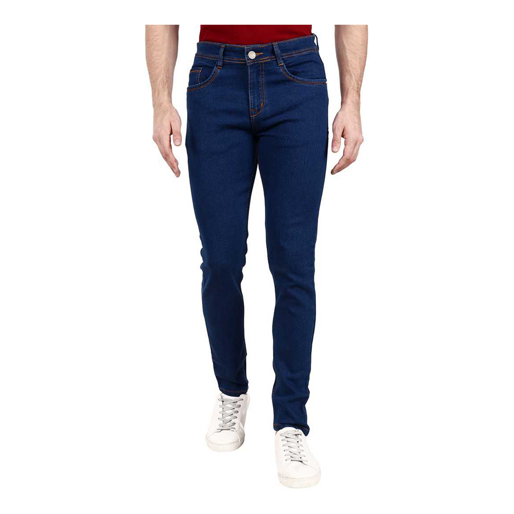 Cotton Semi Stretch Denim Jeans Pant For Men - Deep Blue - NZ-13033