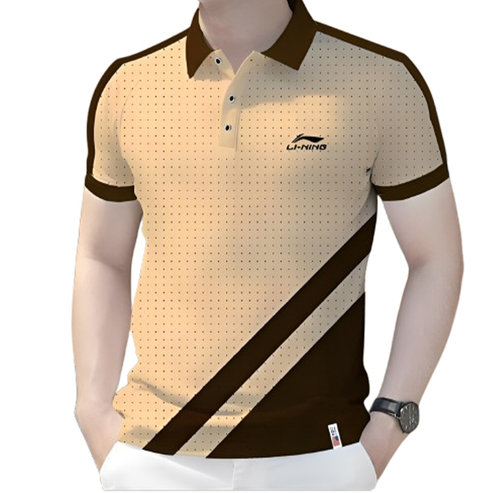 PK Cotton Polo Shirt For Men - Pearl and Black - PT-314