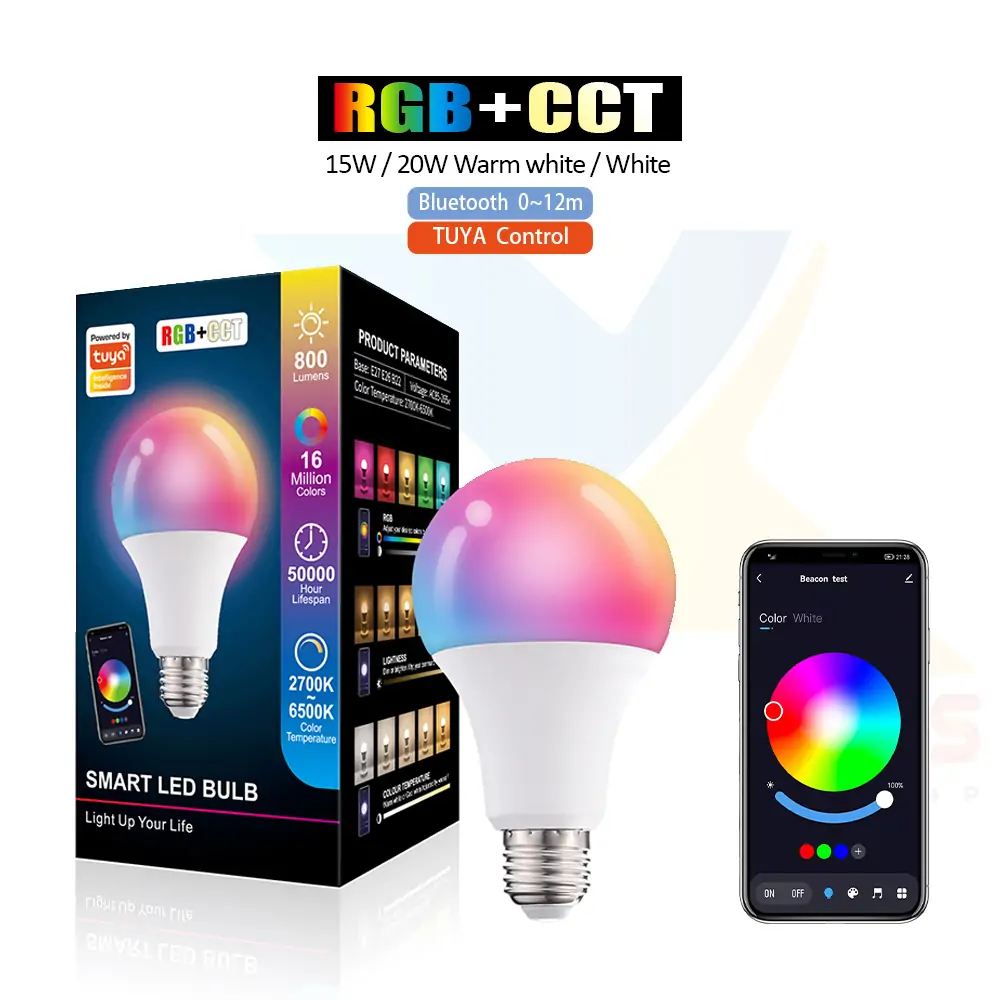 FXPOT Tuya Smart APP Control LED Bluetooth Bulb - 10W - RGB 