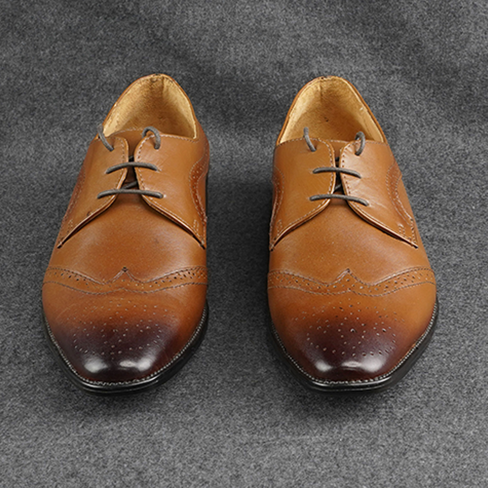 Leather Derby Formal Shoes For Men - Brown - 102-007