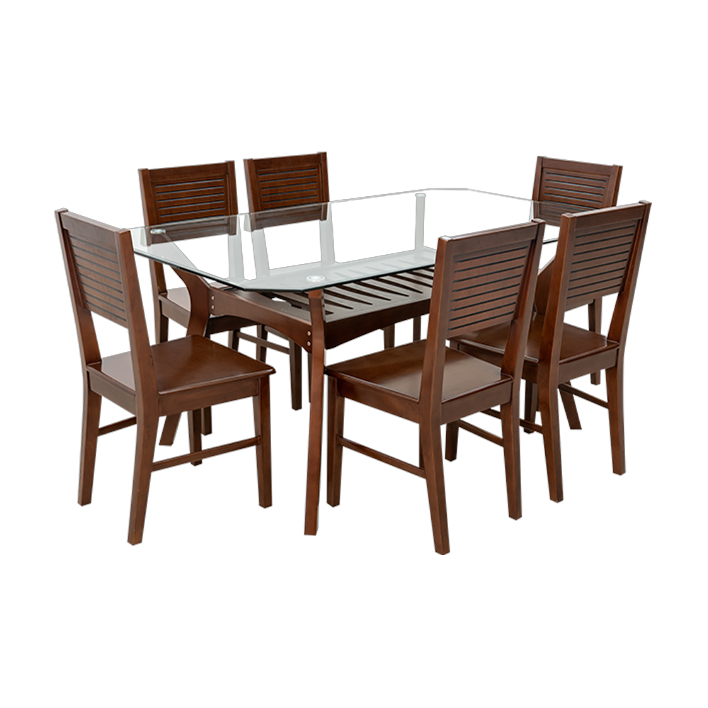 Delta Furnishers DIL-DNT-102 & DIL-DNC-102 Beech and Veneered Process Wood Dining Table - Lacquer and Santa Fe