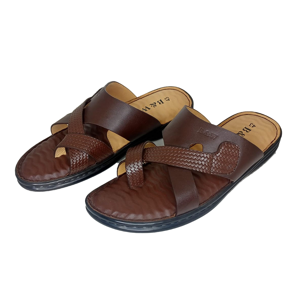 B&W Leather Sandal For Men - Chocolate - BW10532