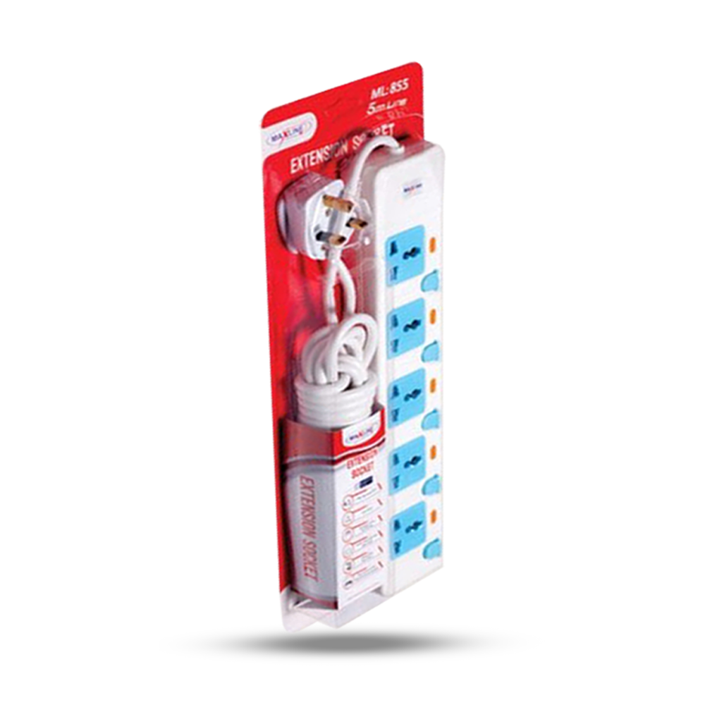 Maxline ML-844 Extension Power Socket - 3 Meter - 4 Points - White