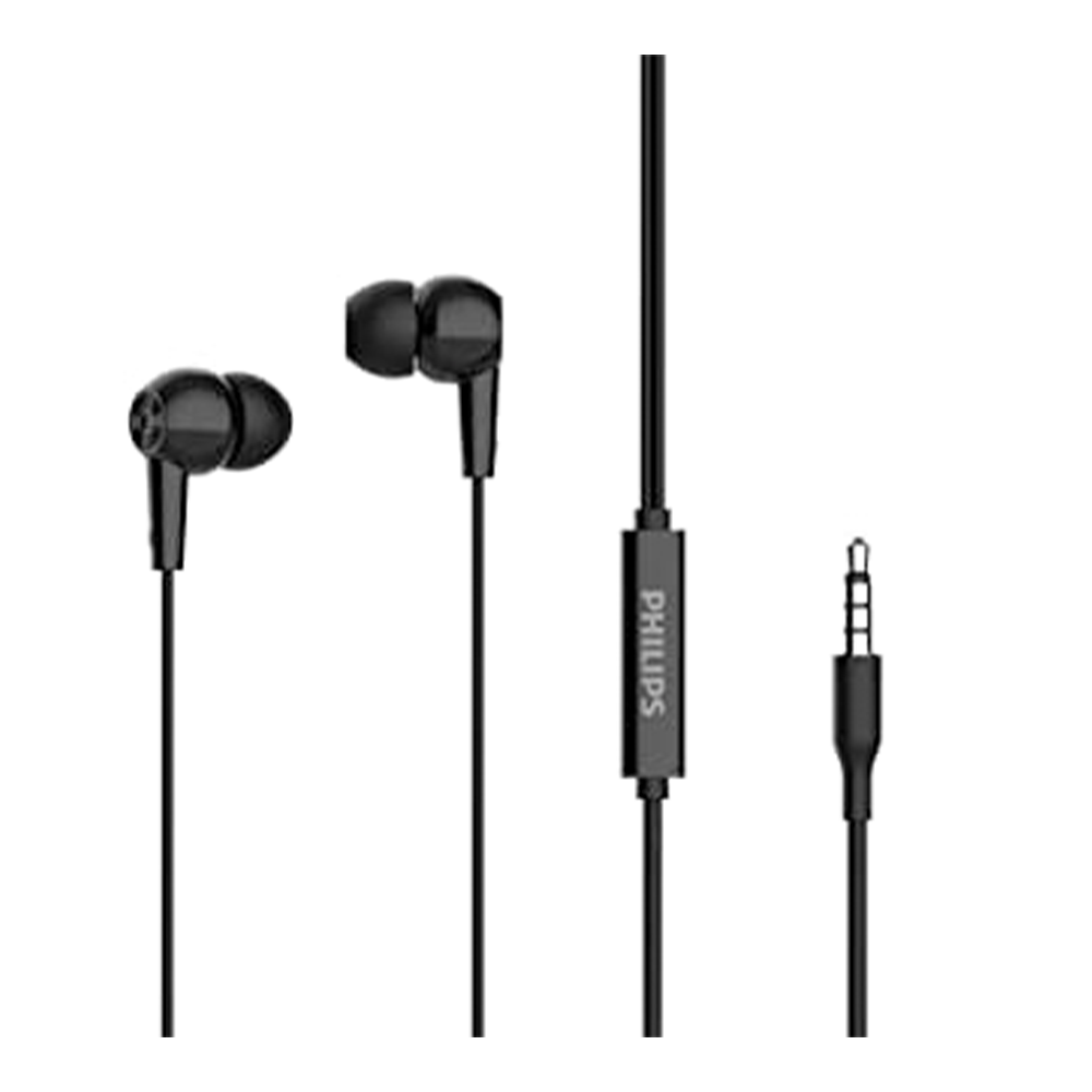 Philips Audio TAE1107BK Wired In-Ear Earphones with Built in Mic - Black