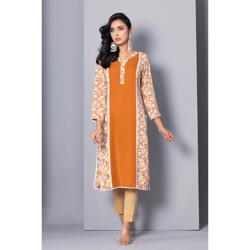 Cherry Georgette Kurti for Women - Brown - J-06