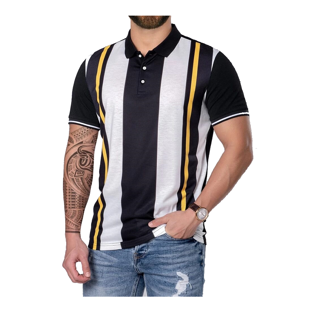 PK Cotton Half Sleeve Polo For Men - White and Black - PT-243