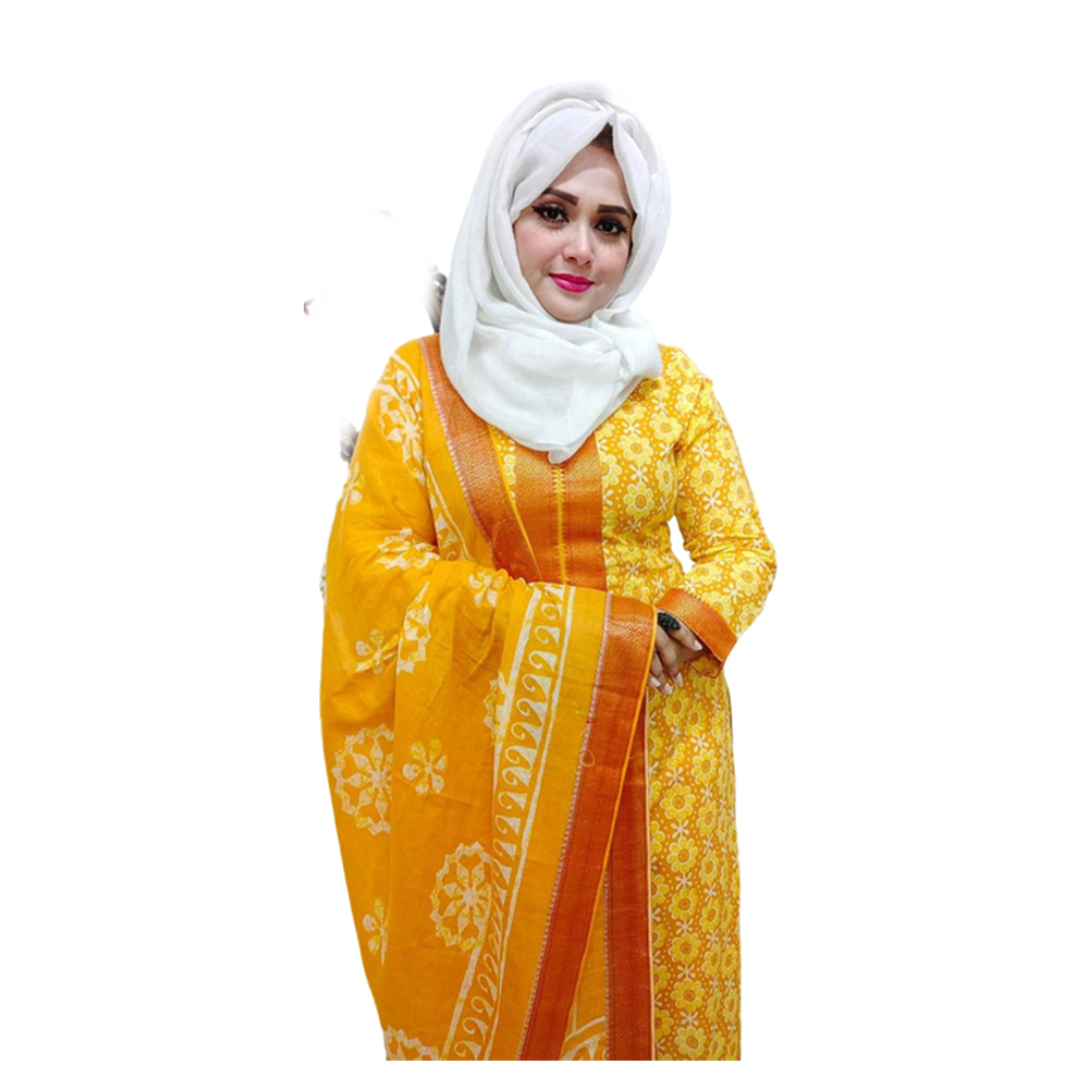 Butics Cotton Unstitched Salwar Kameez for Women - Yellow - 3A-32