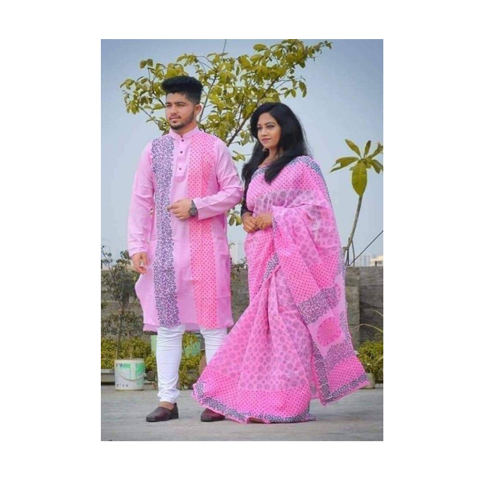 Gorgeous Half Silk Saree and Dhupian Silk Panjabi For Couple Set - BAN016