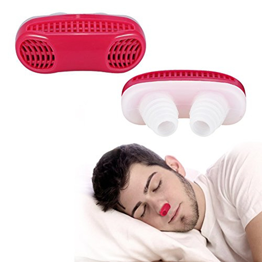 Silicone Anti Snoring and Air Purifier Snore Nose Clip - White and Maroon 