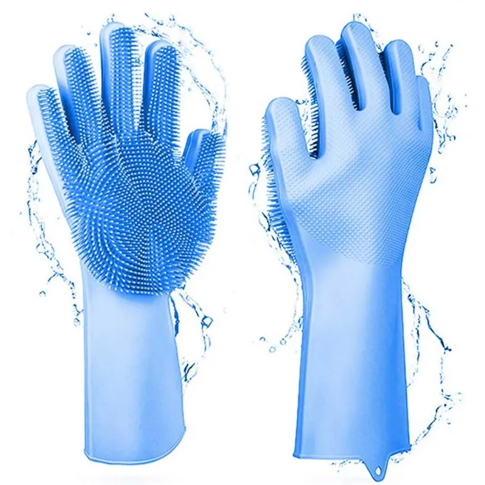 Silicone Dish Washing Kitchen Hand Gloves - Multicolor