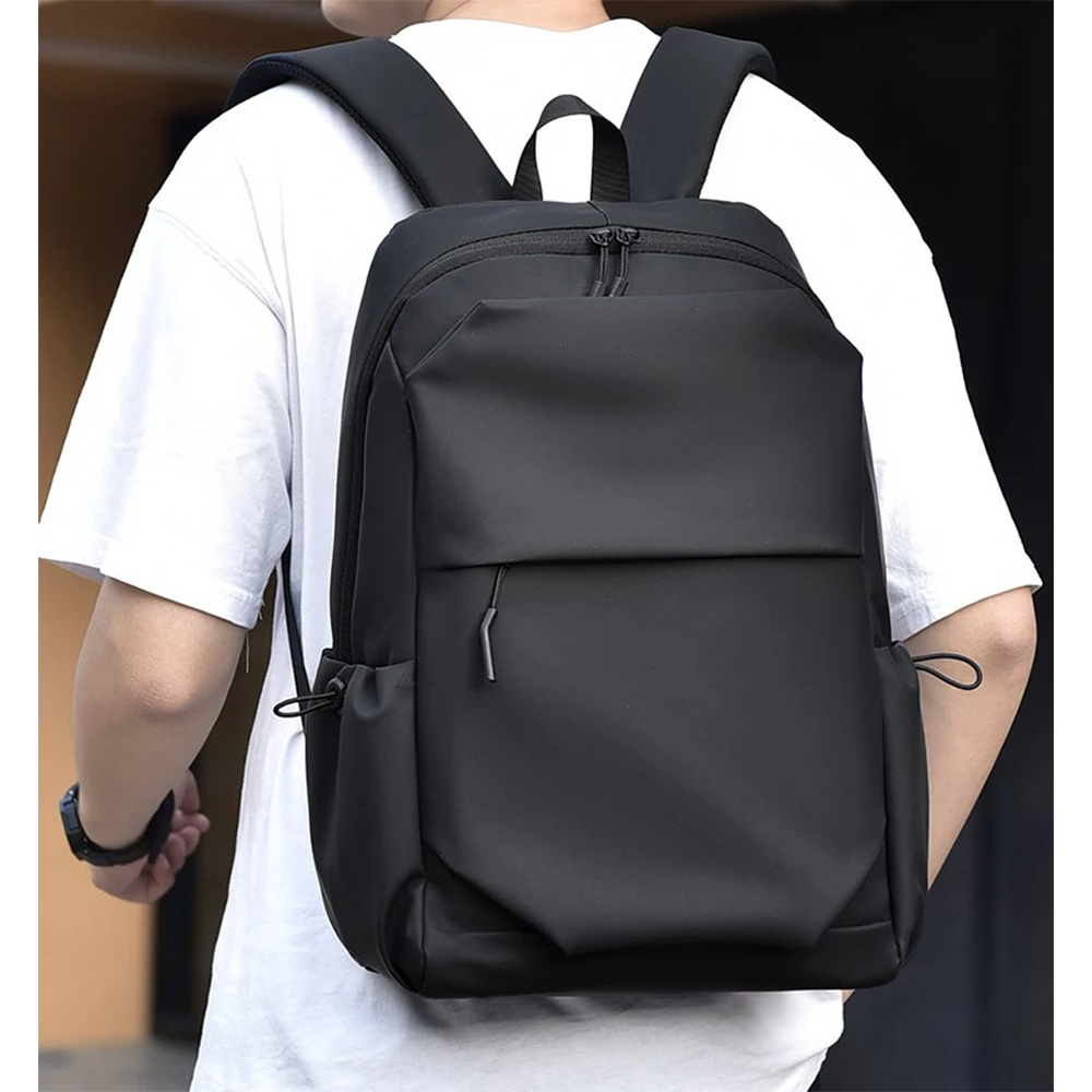 Polyester Waterproof Laptop Backpack - Black - F23