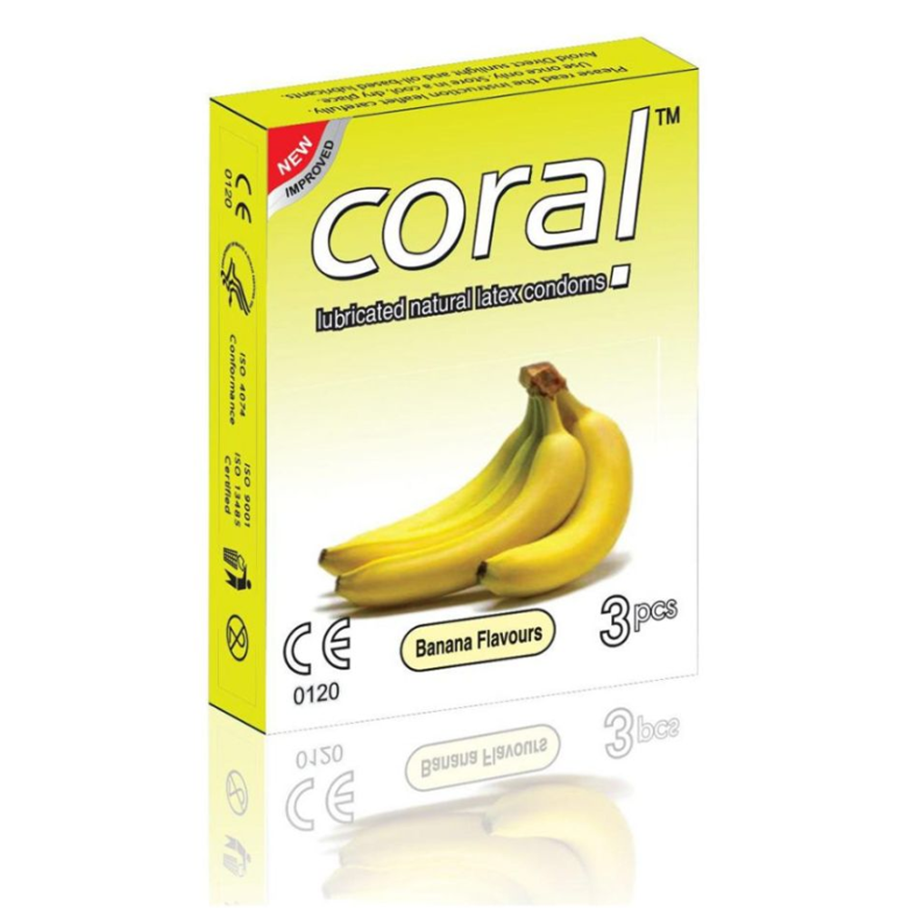 Pack of 3 Pcs Coral Banana Flavor Condom