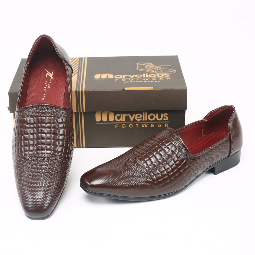 Leather Kabli Shoes For Men - Chocolate - 8540401