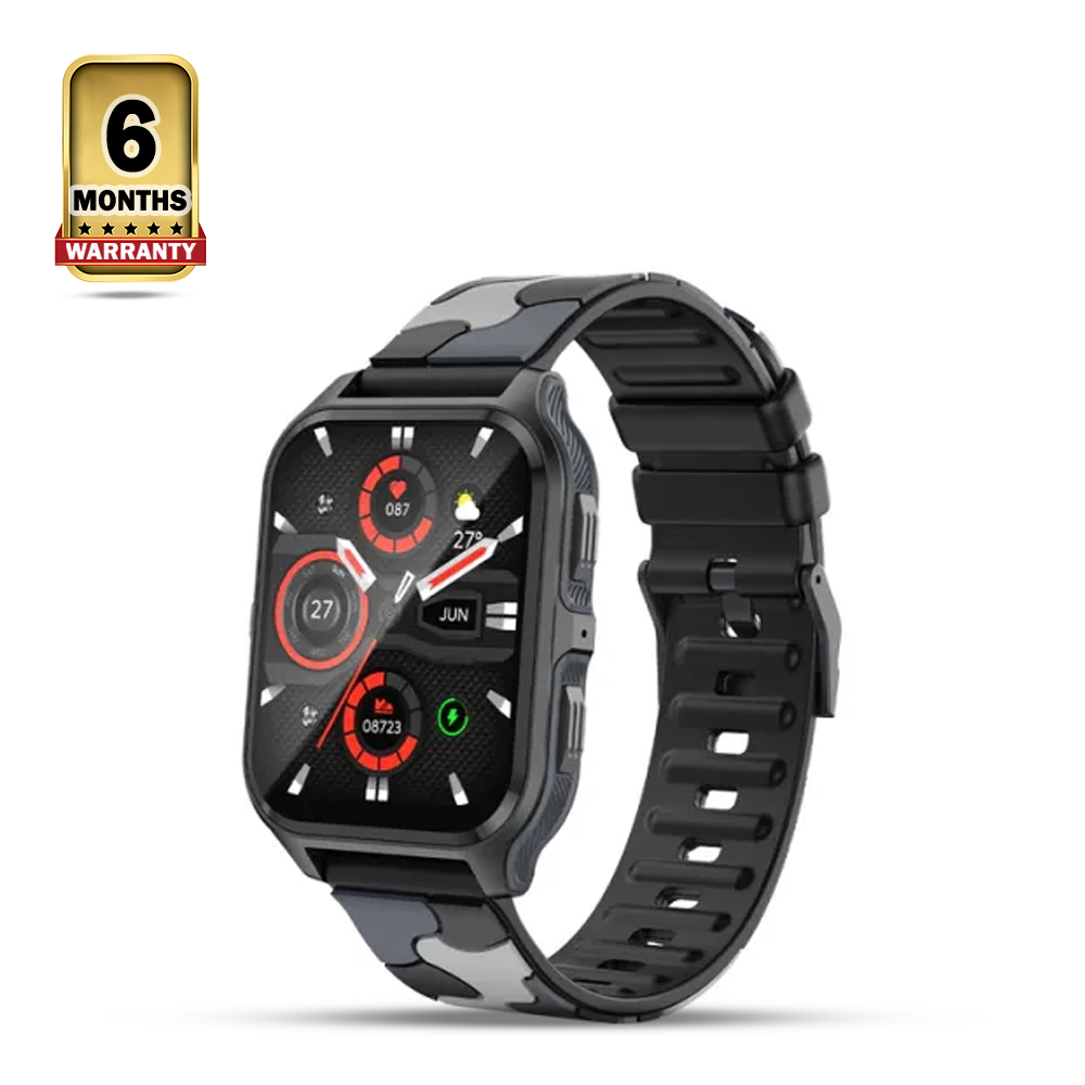 Colmi P73 Silicone Strap Smartwatch - Black Camouflage