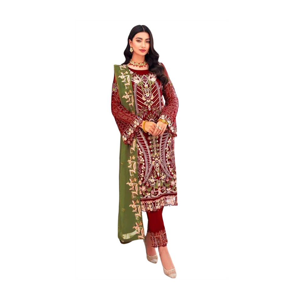 Pakistani Designed Gorgeous Party Wear - SK -300 - Maroon