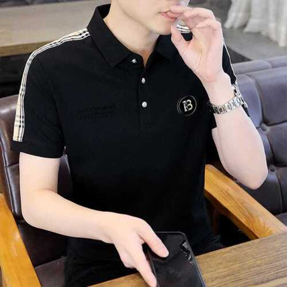 PK Cotton Polo Shirt For Men - Black - PT-F5