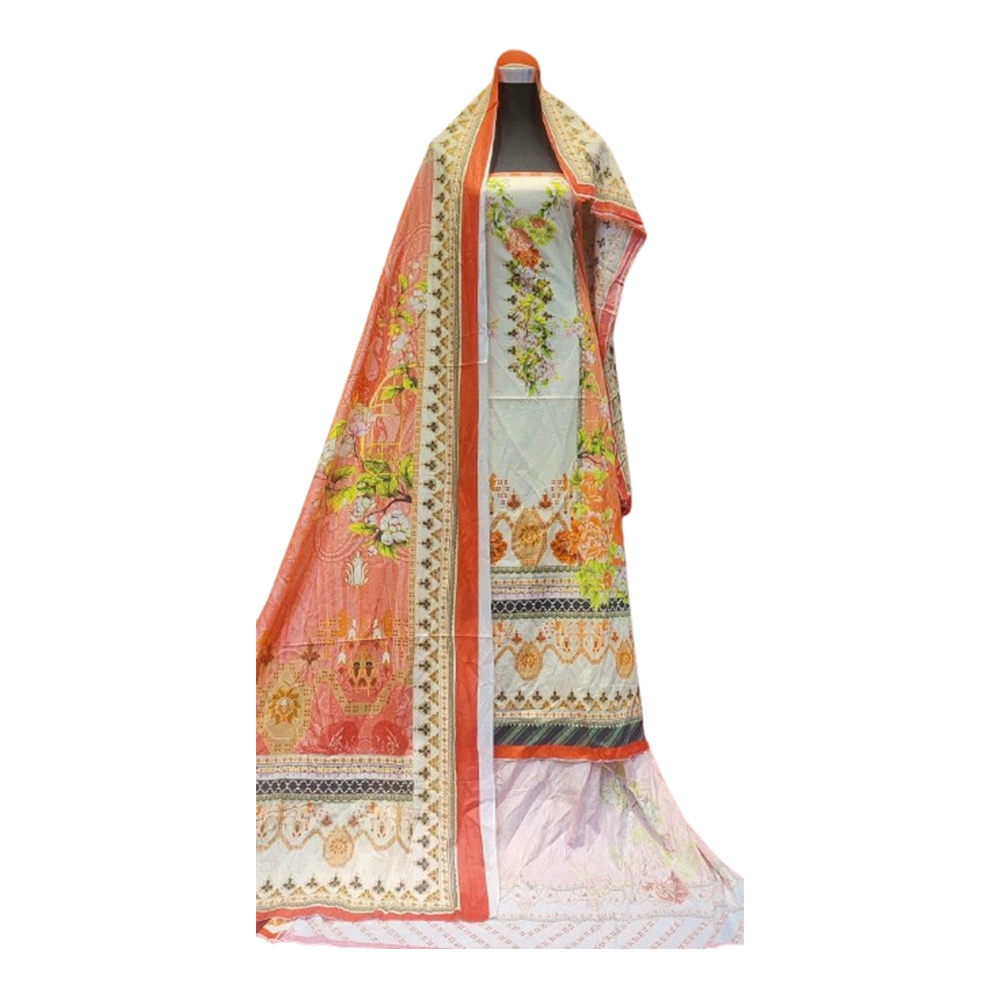 Unstitched Indian Digital Print Ac Cotton Lawn Salwar Kameez For Women ...