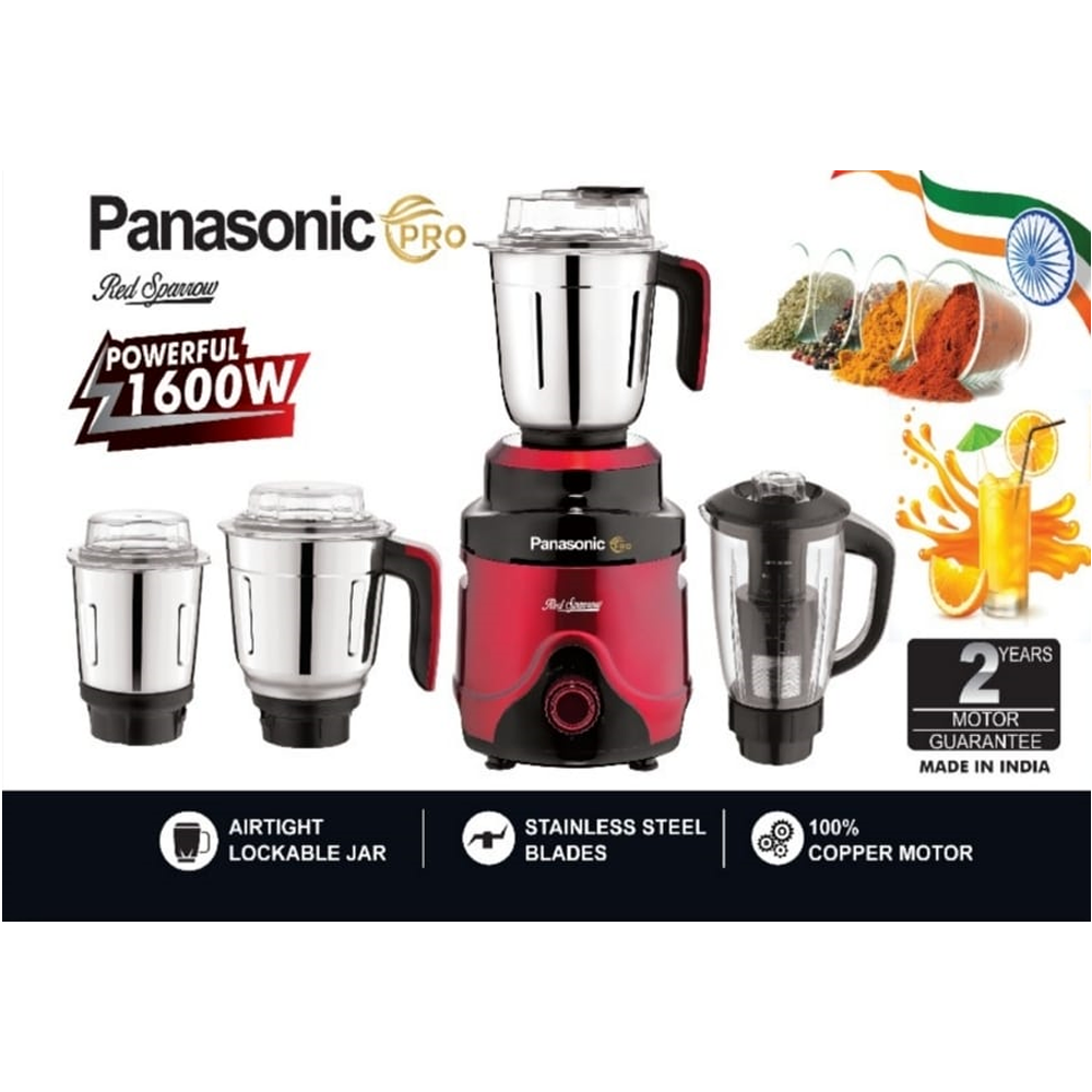 Panasonic Pro Red Sparrow Mixer Grinder 1600W - Red