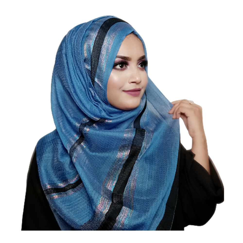 Soft Cotton Party Tissue Silk Hijab For Women - Blue