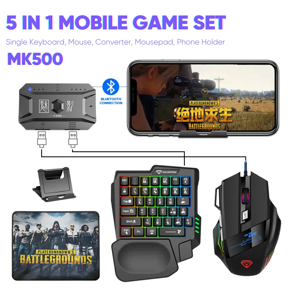 5 In 1 Combo Gaming Keyboard And Wireless Mouse - Black