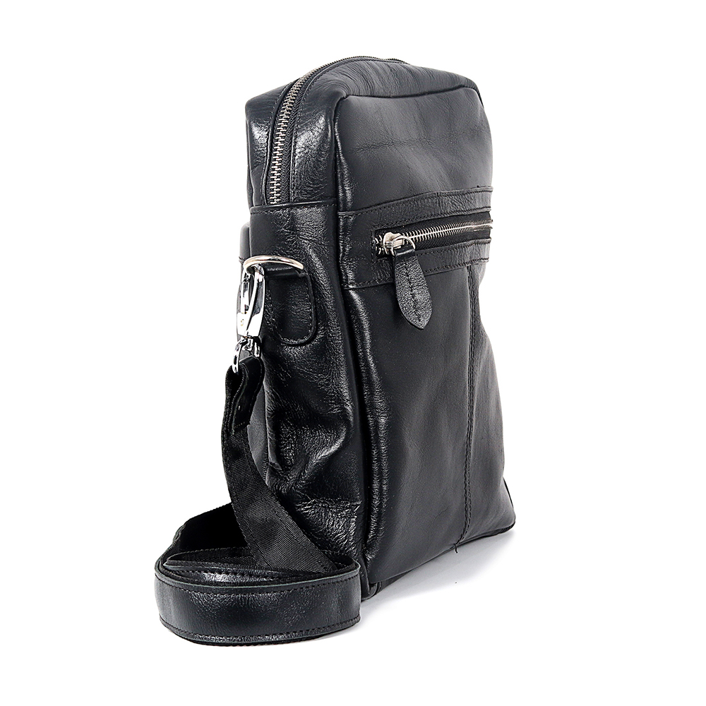 Zays Leather Messenger Bag For Men - BG04 - Black