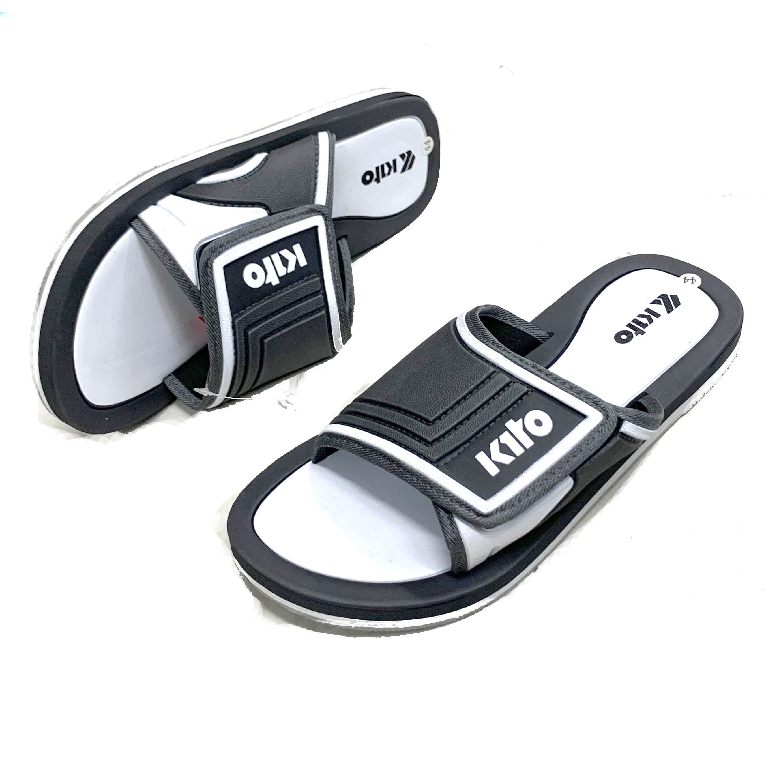 kitto PU Leather Slide Slipper for Men - Gray - SL 735
