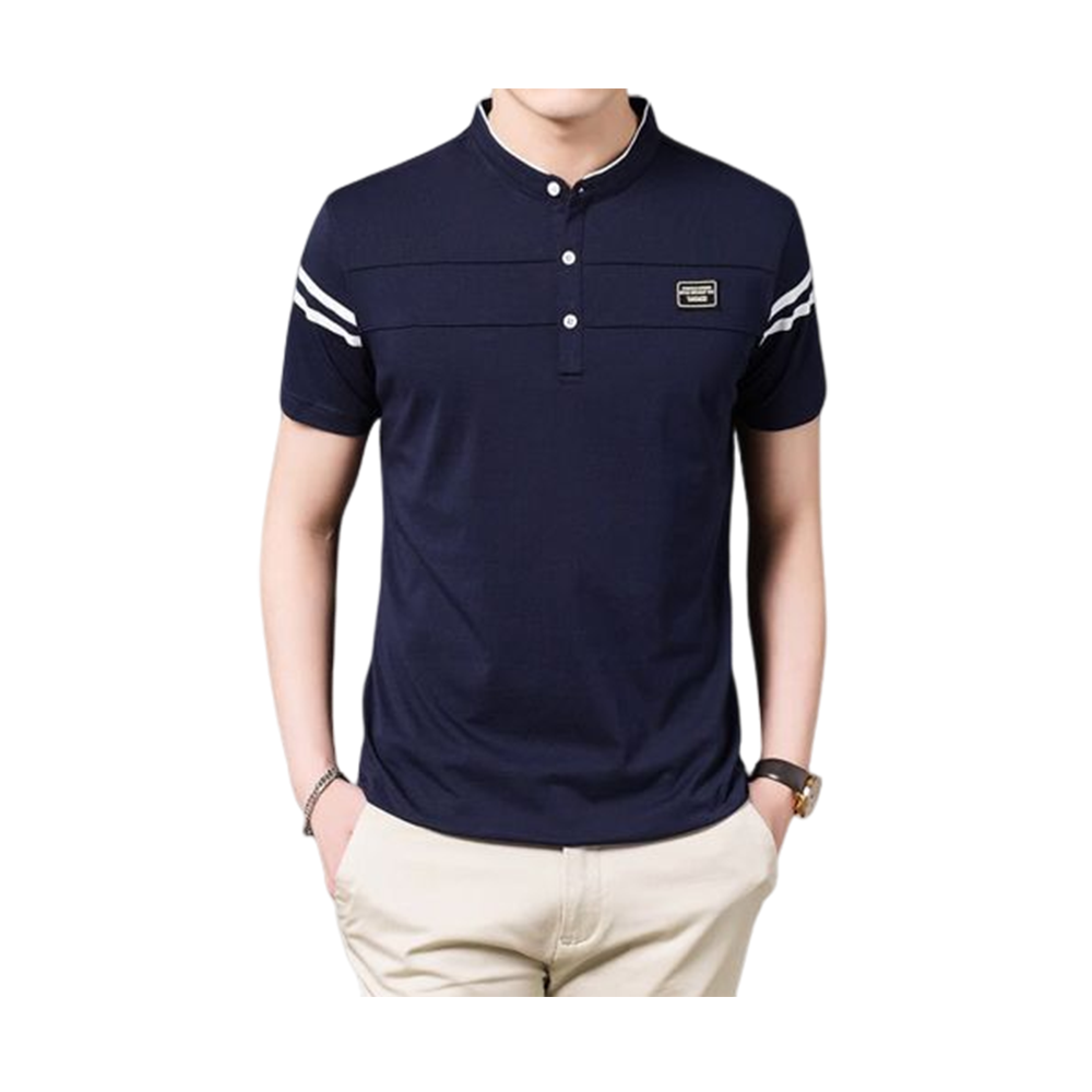 PK Cotton Half Sleeve Polo Shirt For Men - Navy Blue - PT-48