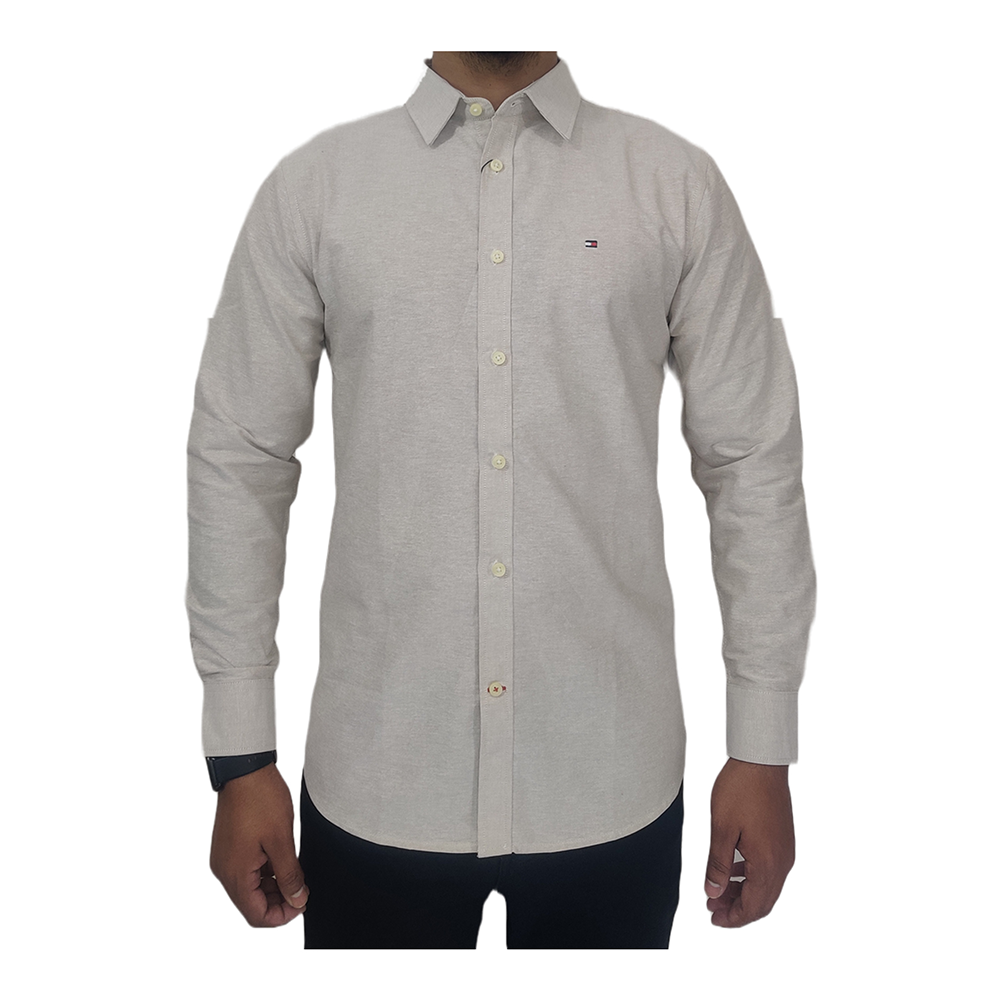 Oxford Cotton Full Sleeve Formal Shirt For Man - Beige - NTOMM0S010