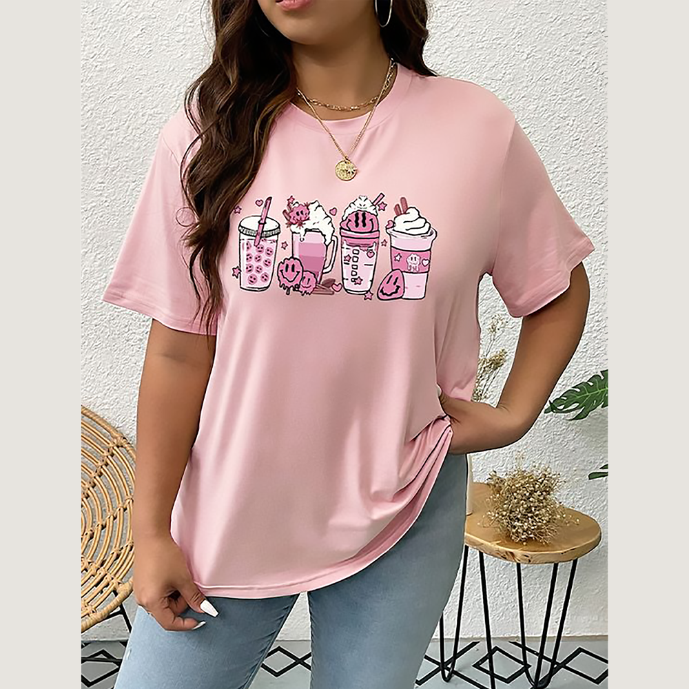 Cotton Half Sleeve T-Shirt for Women - Pink