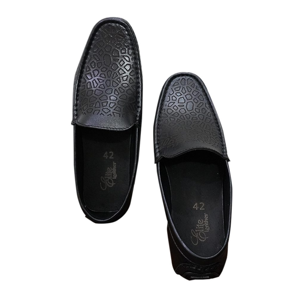 Elite Leather Loafer Shoes For Men - Black - FL 3503